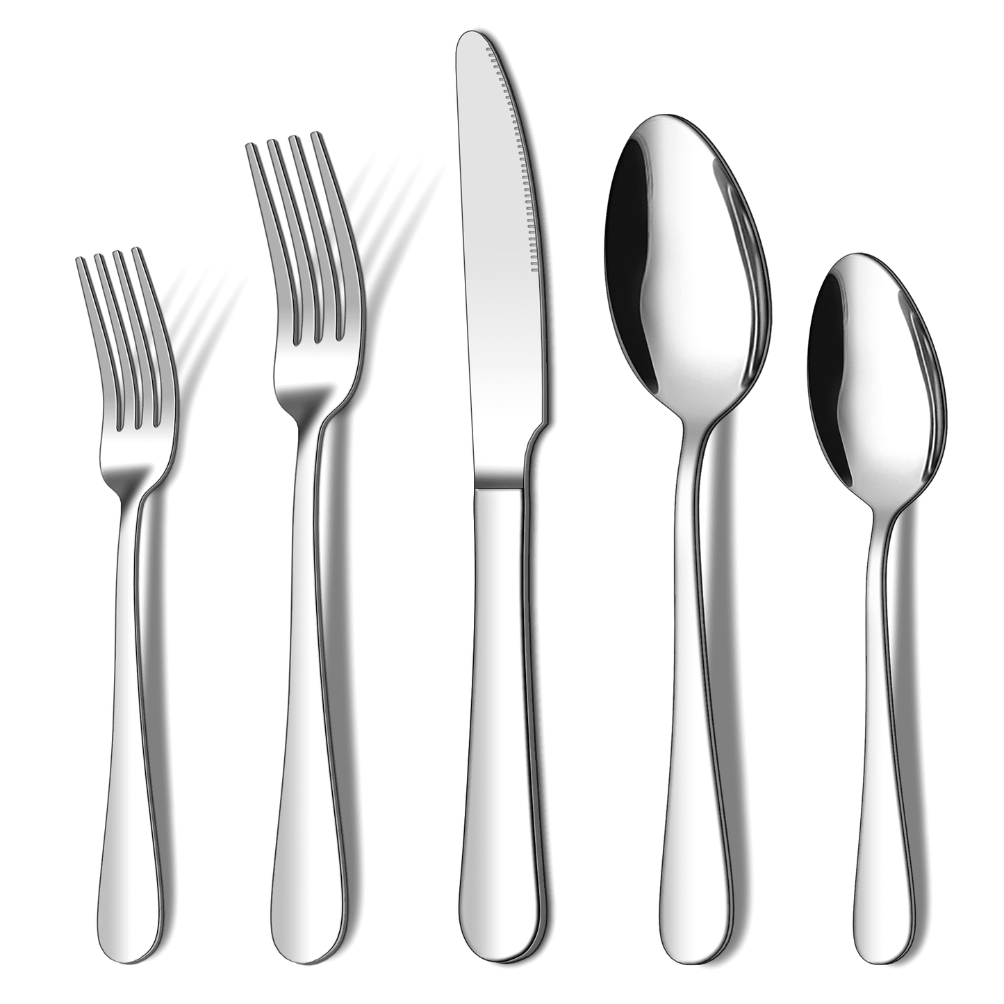 20 Piece Heavy Duty Silverware Set, ENLOY Stainless Steel Solid Flatware Cutlery for 4, Modern and Elegant Design, High Quality Gift