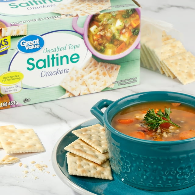 Great Value Unsalted Tops Saltine Crackers, 16 oz, 4 Count
