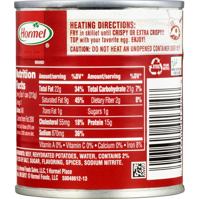 HORMEL MARY KITCHEN Corned Beef Hash, Shelf Stable, 7.5 oz Aluminum Can