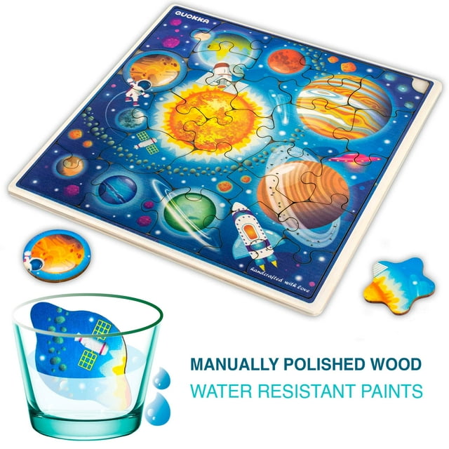 Wooden Jigsaw Puzzles for Kids Ages 3 4 5 Years Old - 6 Toddler Wooden Toys for 7 8 Year Olds Boys and Girls - Gift for Children - Games for Learning Solar System and Animals