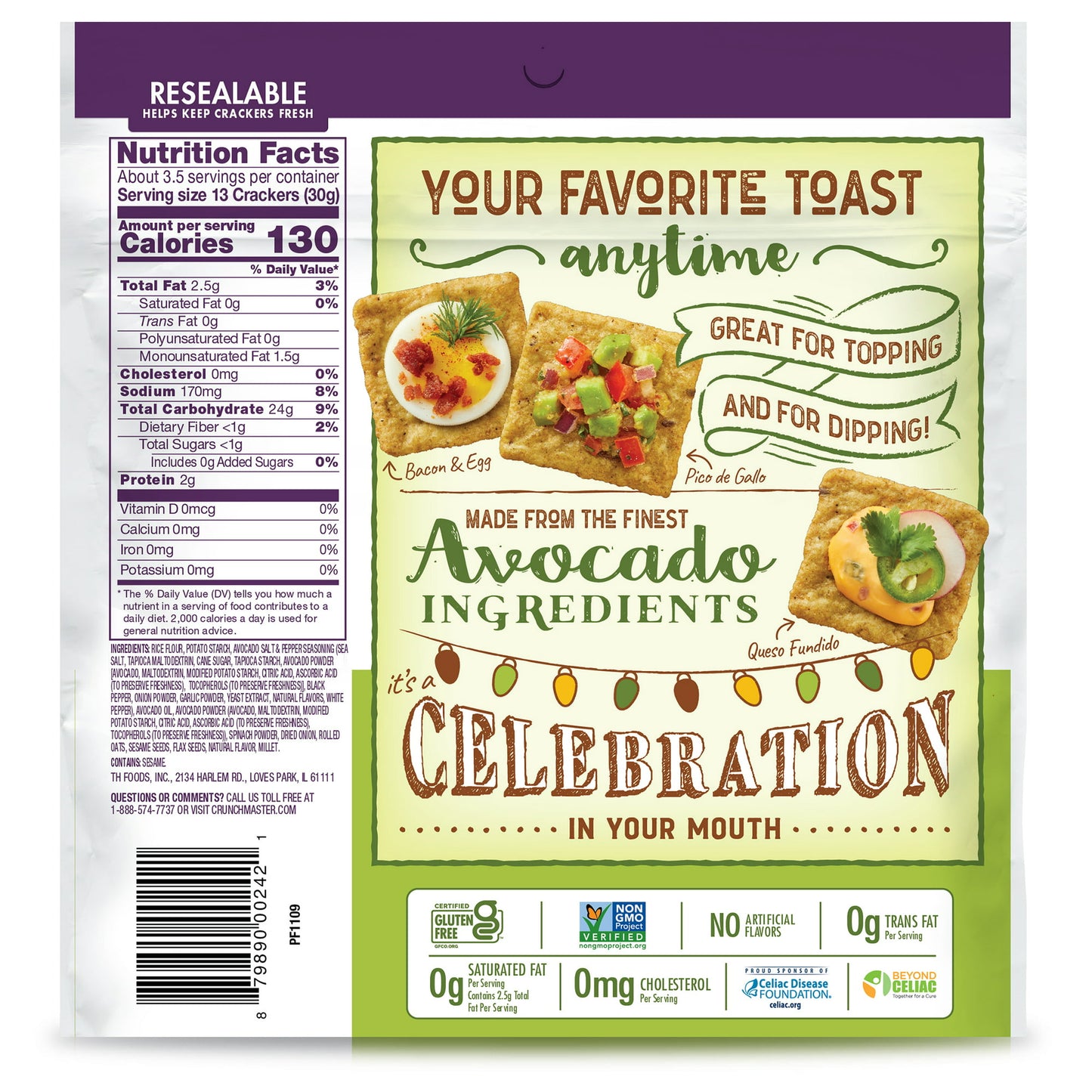 Crunchmaster Gluten-Free Avocado Toast Salt & Pepper Crackers, 3.54 oz.