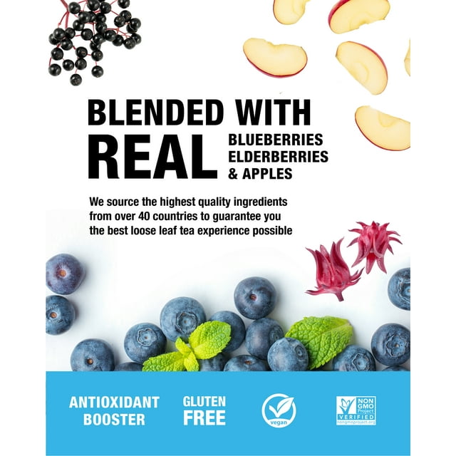 Tiesta Tea - Blueberry Wild Child, Eternity Loose Leaf Fruit Tea, Caffeine Free, GMO-Free, 5.5oz Canister