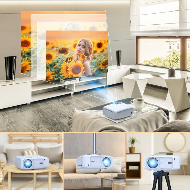 5G Wifi Bluetooth Projector, Native 1080P Projector with Carrying Bag, 4K and 250 Display Supported Movie Projector, 400 ANSI Lumen Home Theater Projector Compatible with Phone/PC/DVD/PS5