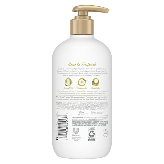 Suave Baby Head to Toe Body Wash Coconut Oil, Chamomile and Shea Butter, 13.5 oz