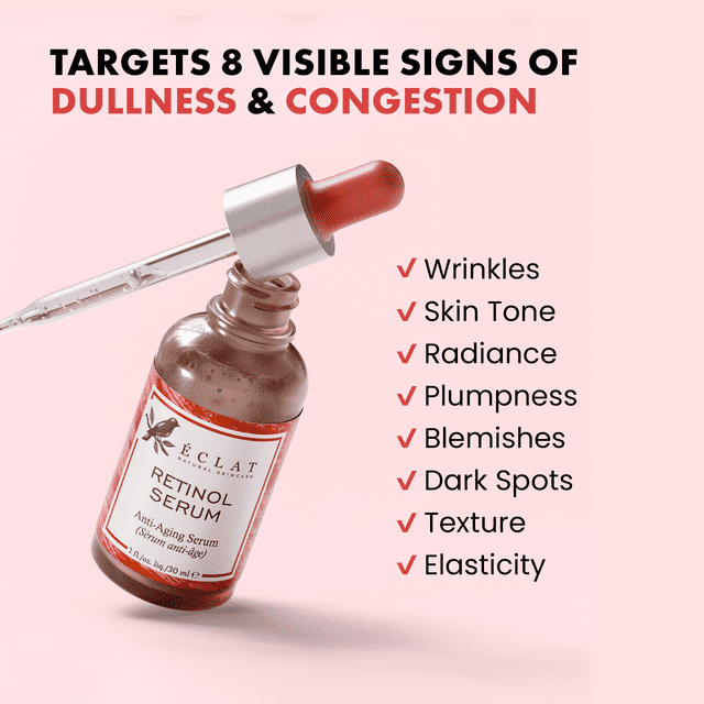 Winner 2023* Eclat Retinol Face Serum Anti-Aging Facial Treatment, 1 fl oz