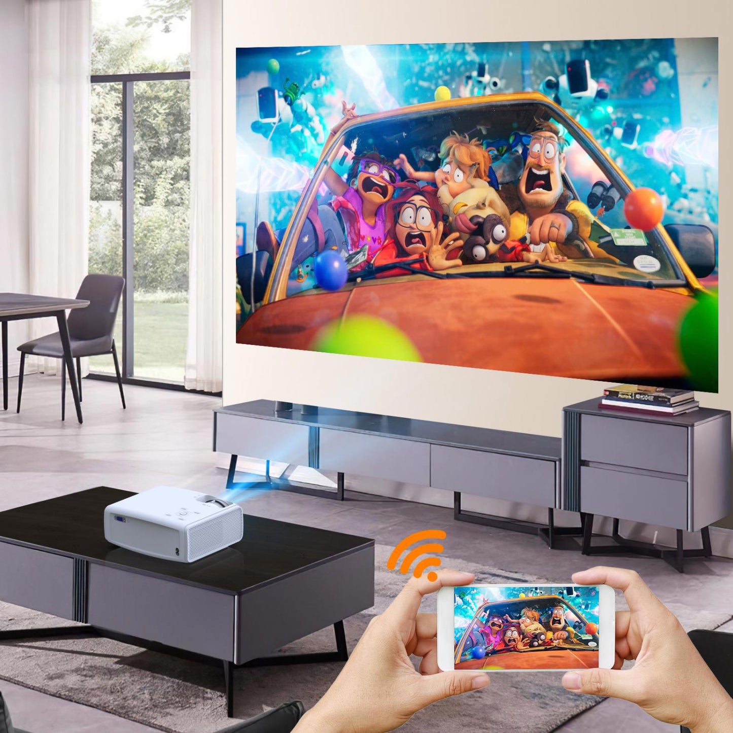 5G Wifi Bluetooth Projector, Native 1080P Projector with Carrying Bag, 4K and 250 Display Supported Movie Projector, 400 ANSI Lumen Home Theater Projector Compatible with Phone/PC/DVD/PS5