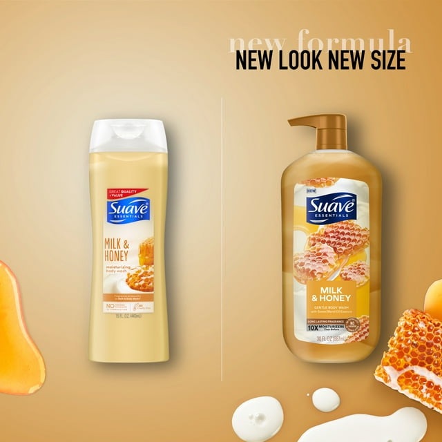 Suave Essentials Gentle Body Wash, Milk and Honey, 30 oz