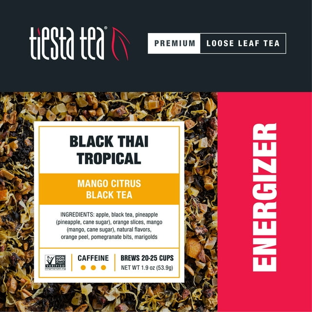 Tiesta Tea - Black Thai Tropical, Energizer Loose Leaf Black Tea, High Caffeine, GMO-Free, 1.9oz Pouch
