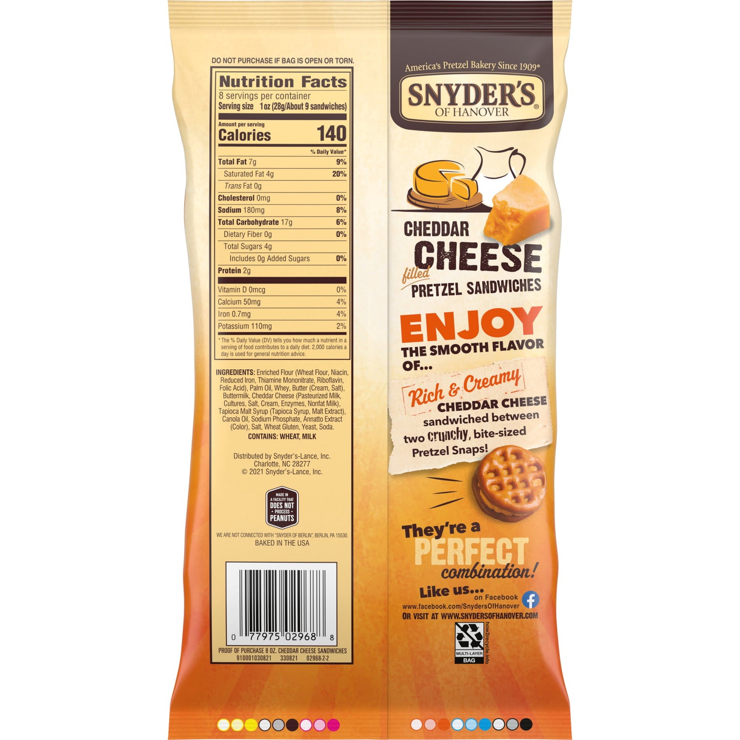 Snyder's of Hanover Pretzel Sandwiches, Cheddar Cheese, 8 oz