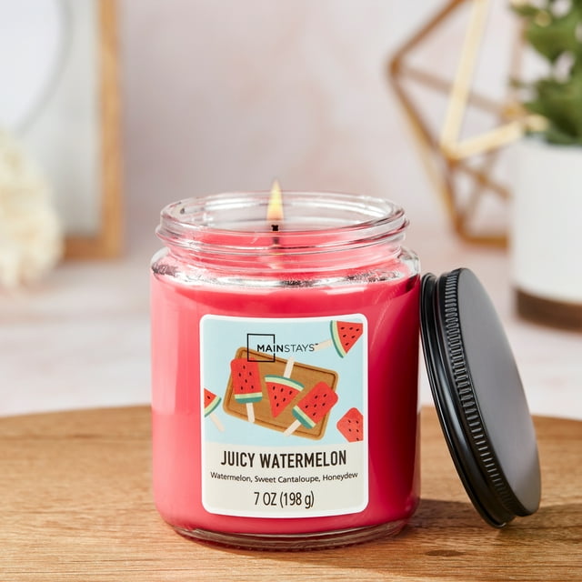 Mainstays Juicy Watermelon Scented Single-Wick Twist Jar Candle, 7 oz
