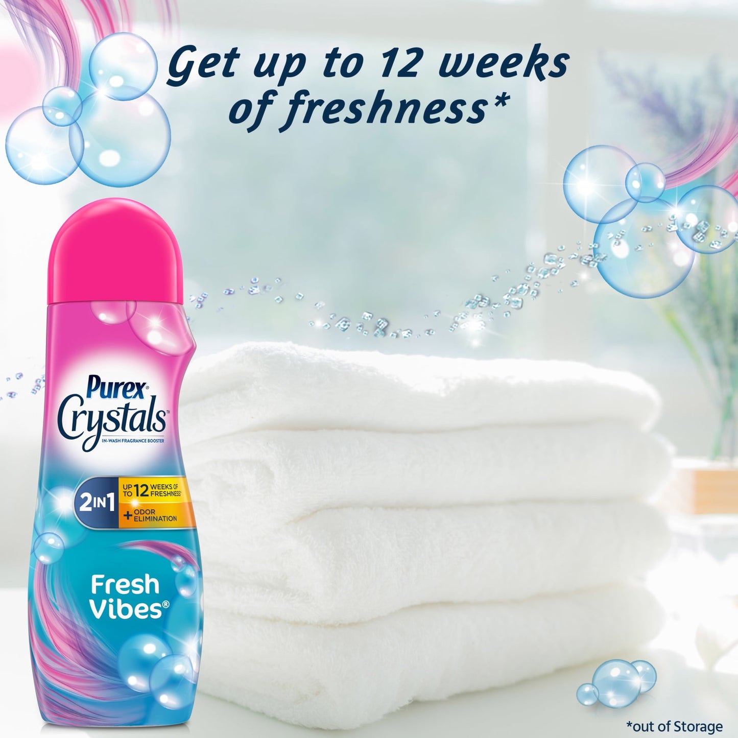 Purex Crystals In-Wash Fragrance and Scent Booster, Fresh Vibes, 21 Ounce