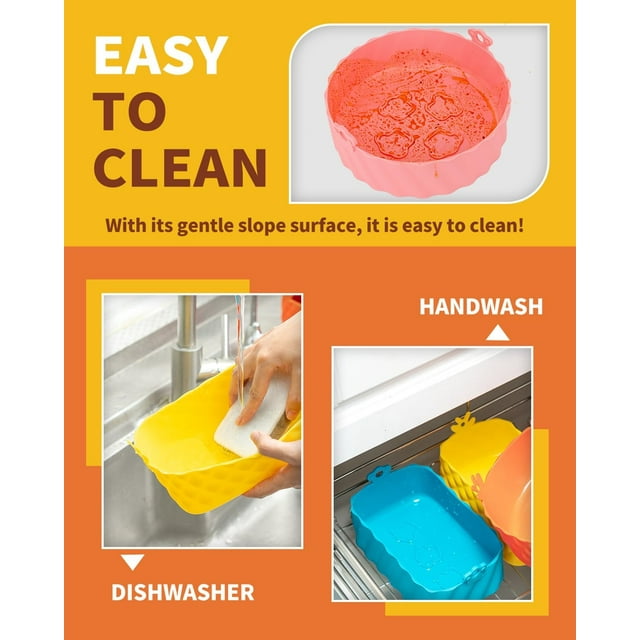 8 inches Air Fryer Silicone Pot, Katbite 2 Pack Air Fryer Silicone Liners Kitchen Reusable Baking Basket