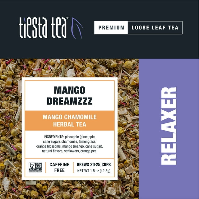 Tiesta Tea - Mango Dreamzzz, Relaxer Loose Leaf Herbal Tea, Caffeine Free, GMO-Free, 1.5oz Pouch