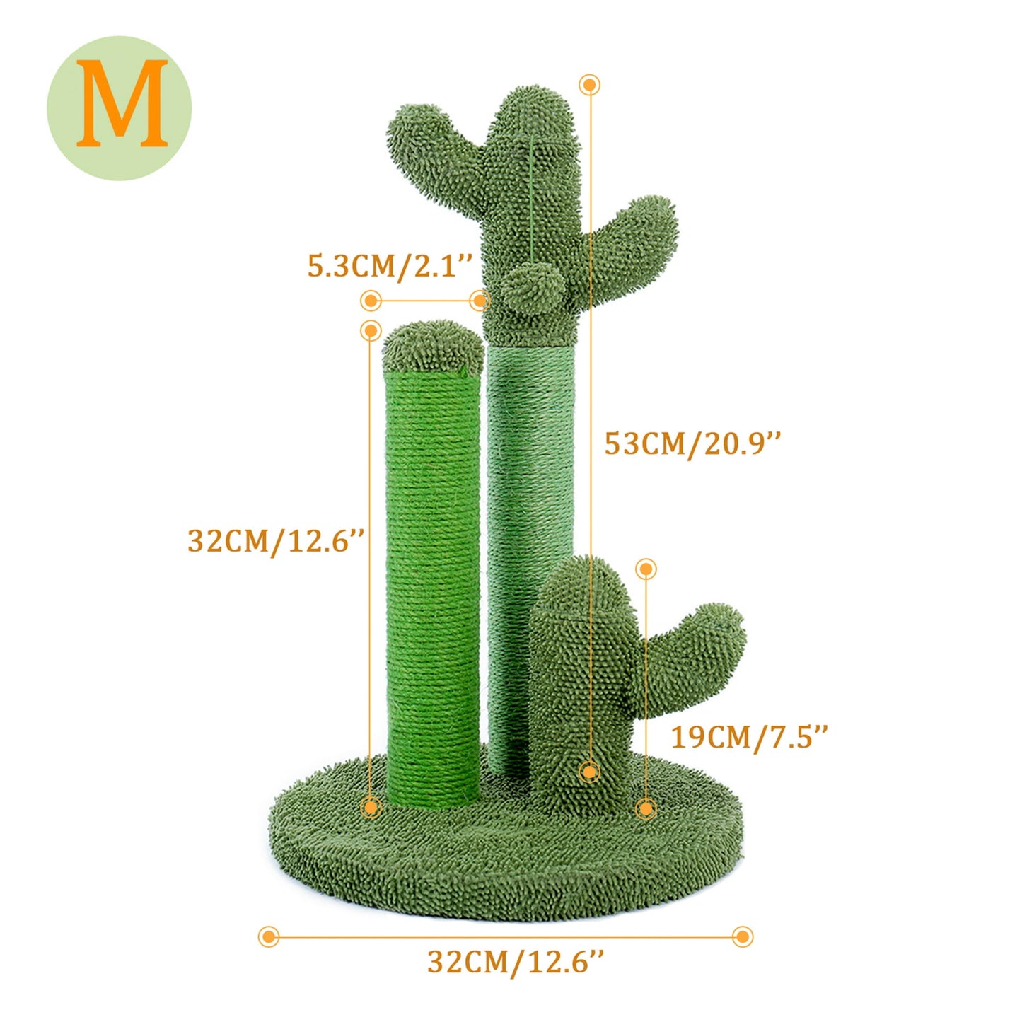 PAWZ Road 23-inches Cactus Cat Scratching Posts Medium Sisal Cat Scratcher, Green