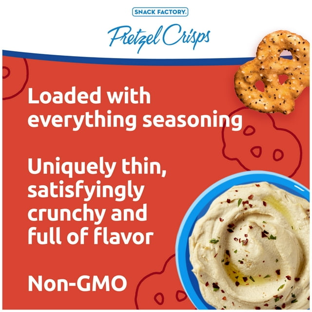 Snack Factory Everything Pretzel Crisps, Non-GMO, 7.2 oz Resealable Bag
