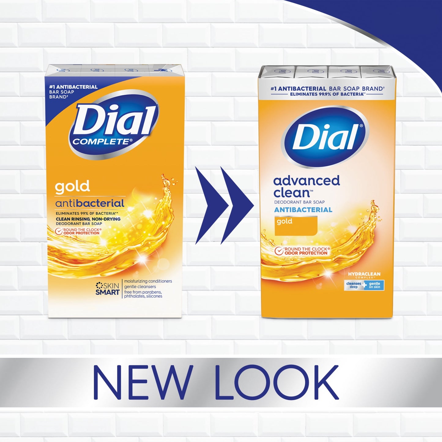Dial Antibacterial Deodorant Bar Soap, Advanced Clean, Gold, 4 oz, 4 Bars