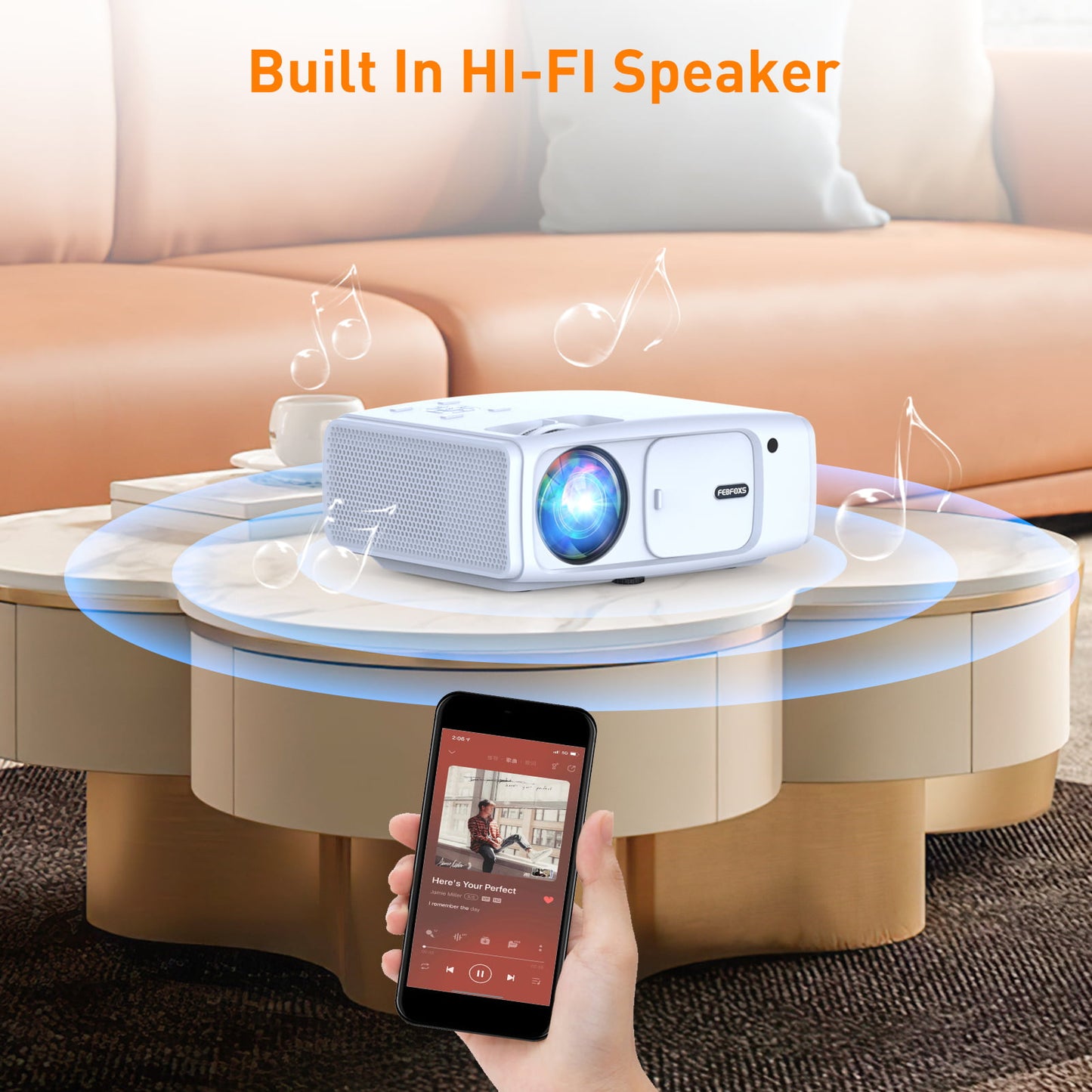 5G Wifi Bluetooth Projector, Native 1080P Projector with Carrying Bag, 4K and 250 Display Supported Movie Projector, 400 ANSI Lumen Home Theater Projector Compatible with Phone/PC/DVD/PS5