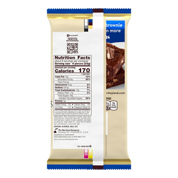 Hershey's Symphony Milk Chocolate, Almonds and Toffee Giant Candy, Bar 7.37 oz, 25 Pieces