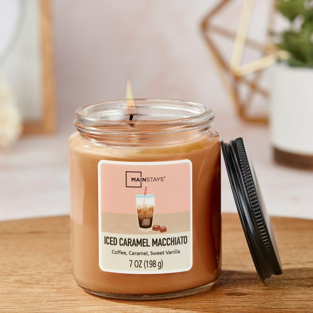 Mainstays Iced Caramel Macchiato Scented Single-Wick Twist Jar Candle, 7 oz