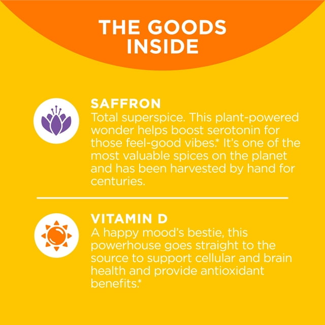 OLLY Hello Happy Gummy Worms, Mood Balance Support Supplement, Vitamin D, Tropical, 60 Ct