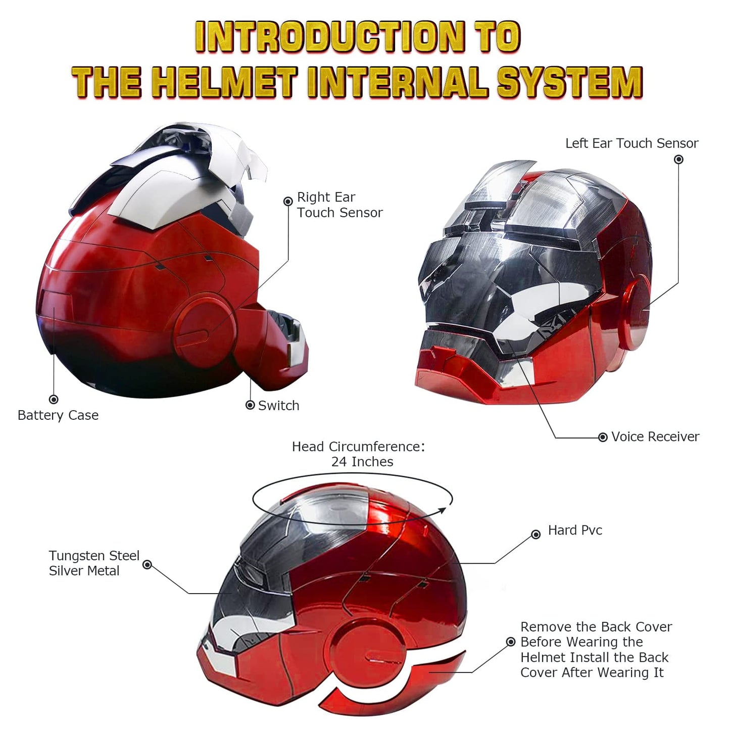 Iron Man Helmet Electronic Mark 5 Helmet Wearable Iron-man Mask with Sounds and LED Eyes 1:1 model
