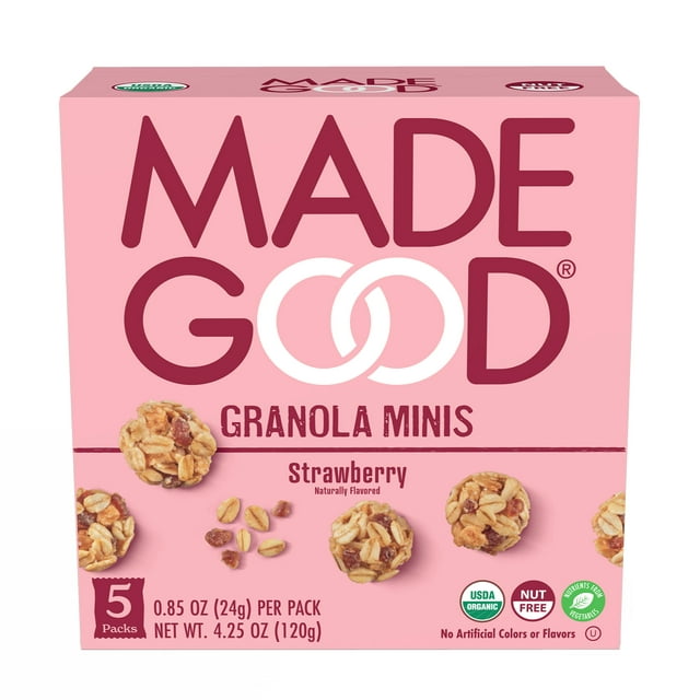 MadeGood Strawberry Granola Minis, 0.85 oz, 5 Count