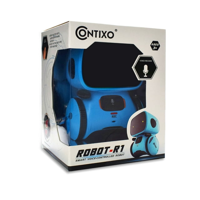 Contixo Kids Smart Robot Toy Mini Robot Talking Singing Dancing Interactive Voice Control Touch Sensor Speech Recognition Infant Toddler Children Robotics - R1 Blue