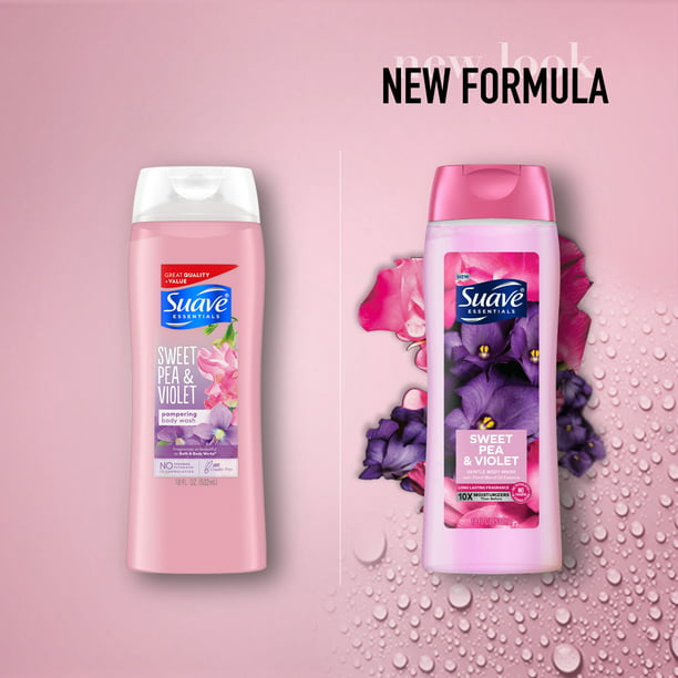 Suave Essentials Gentle Body Wash, Sweet Pea and Violet, 18 oz (4.7)
