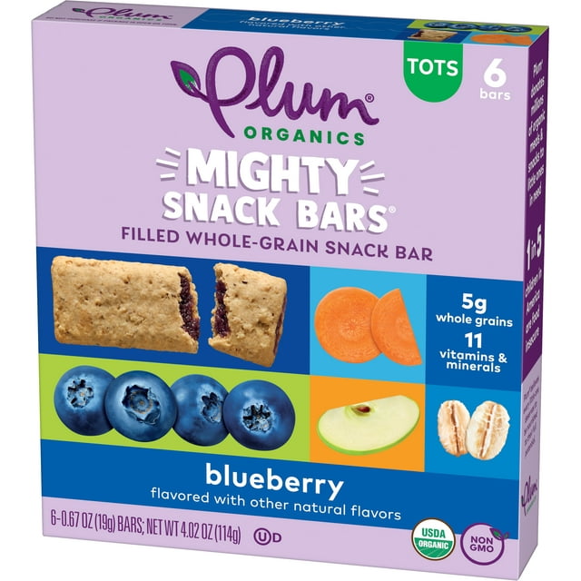 Plum Organics Mighty Snack Bars for Toddlers: Blueberry - 6 Ct, Baby Food