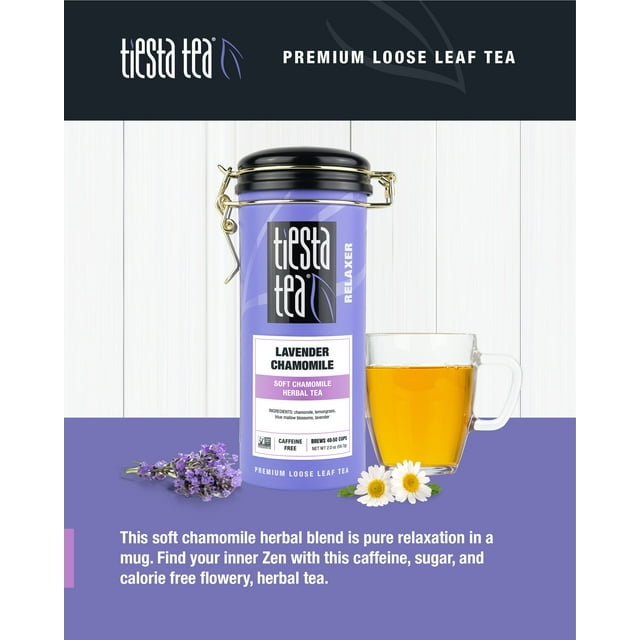 Tiesta Tea - Lavender Chamomile, Relaxer Loose Leaf Herbal Tea, Caffeine Free, GMO-Free, 2oz Canister