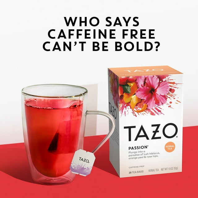 TAZO Herbal Tea, Passion, Caffeine-Free, Tea Bags 20 Count Box