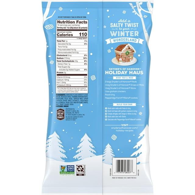 Snyder's of Hanover Pretzel Snaps, Family Size, 16 oz Bag