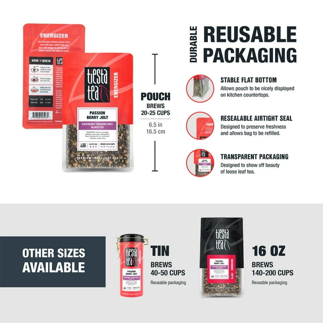 Tiesta Tea - Black Thai Tropical, Energizer Loose Leaf Black Tea, High Caffeine, GMO-Free, 1.9oz Pouch