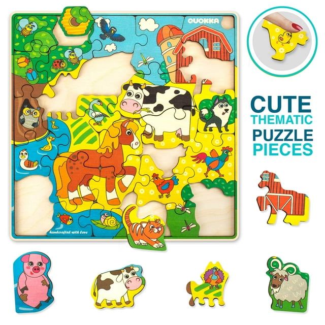 Wooden Jigsaw Puzzles for Kids Ages 3 4 5 Years Old - 6 Toddler Wooden Toys for 7 8 Year Olds Boys and Girls - Gift for Children - Games for Learning Solar System and Animals