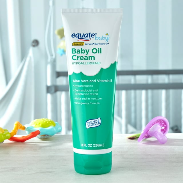 Equate Baby Hypoallergenic Baby Oil Cream, 8 fl oz
