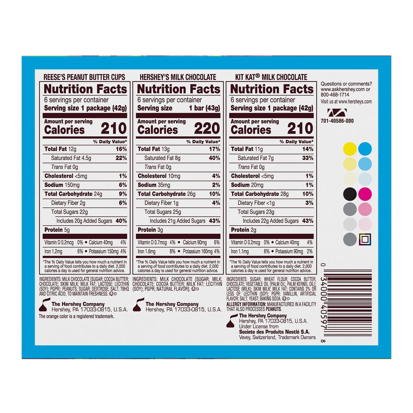 Hershey's, Kit Kat® And Reese's Assorted Milk Chocolate Candy, Variety Box 27.3 oz, 18 Count