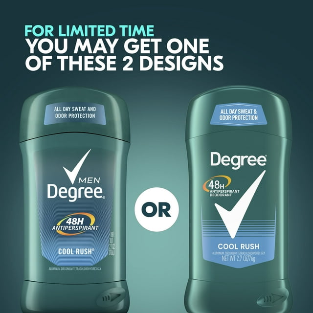 Degree Long Lasting antiperspirant Deodorant Stick Twin Pack, Cool Rush, 2.7 oz