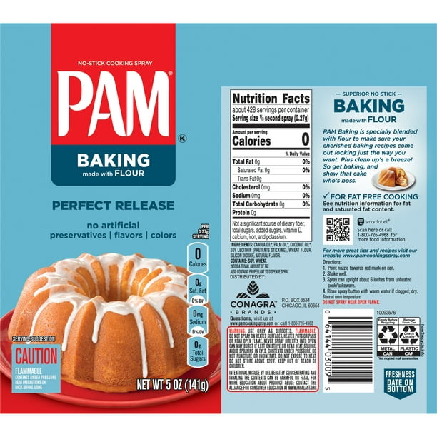 PAM Baking Spray, Perfect Release Nonstick Baking Spray Made with Flour, 5 oz