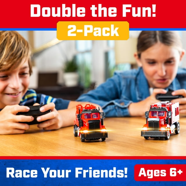 Force1 2pk Mini Firefighter RC Truck Spray + Lift Fire Truck Toddler Toys