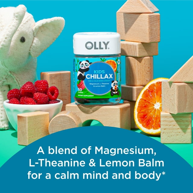OLLY Kids Chillax Gummy, Chewable Supplement, Magnesium, L-Theanine, Sunny Sherbet, 50 Ct