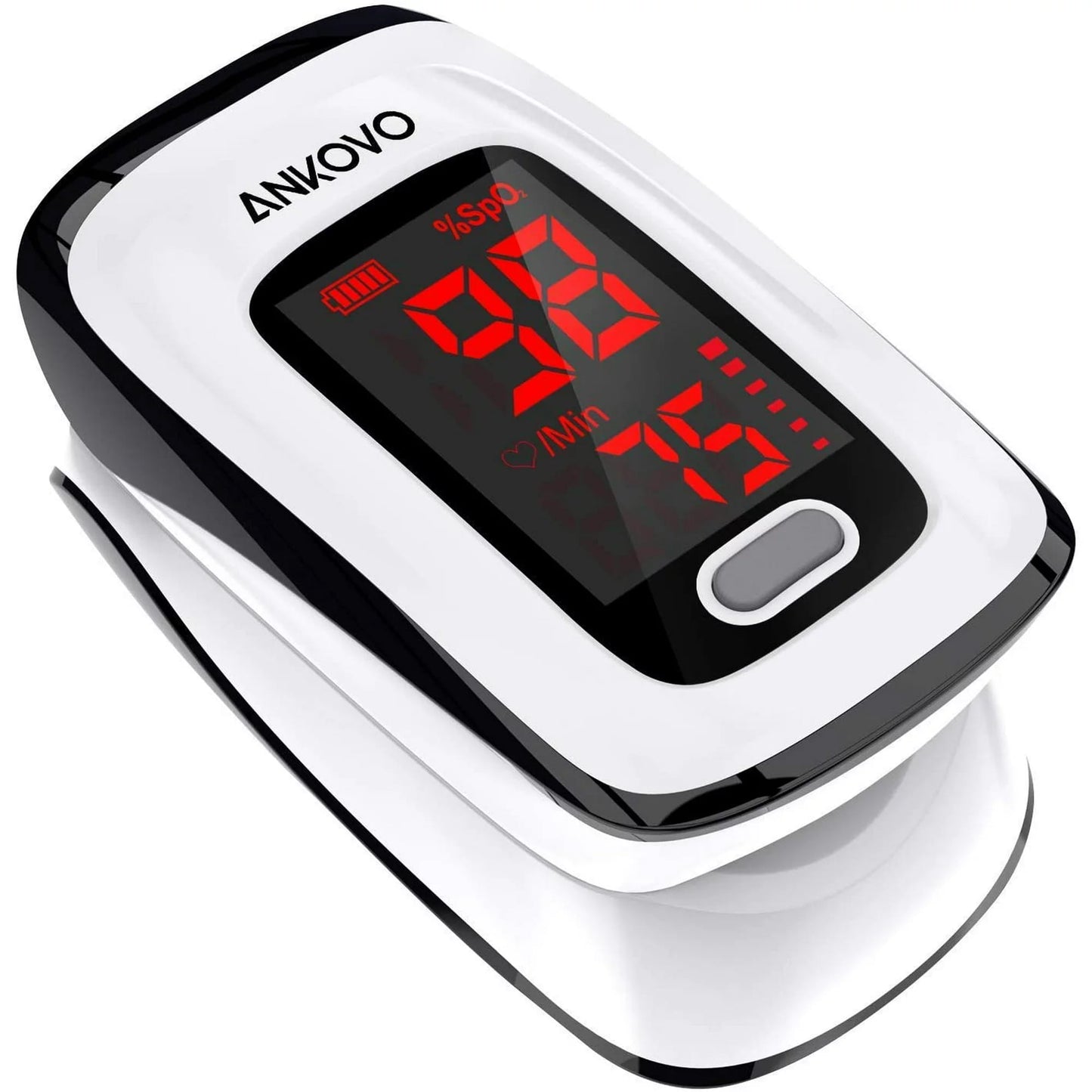 ANKOVO Fingertip Pulse Oximeter with Batteries and  Lanyard,Bar Graphs,Heart Rate Monitor,500E