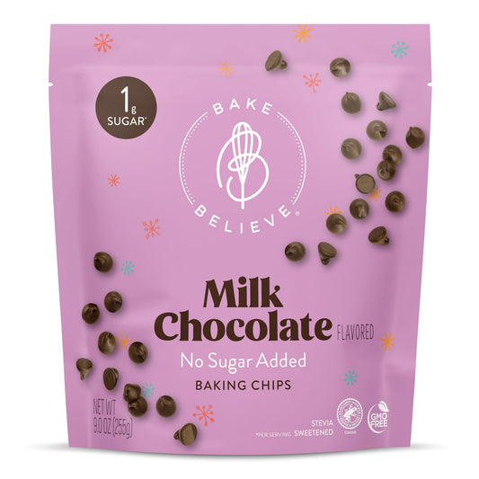 Bake Believe, Keto-Friendly, Milk Chocolate Flavored Baking Chips, 9 oz. Pouch