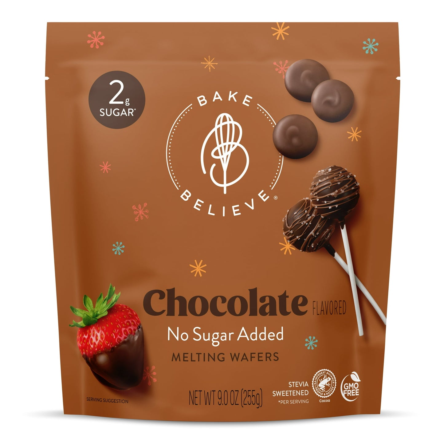 Bake Believe, No Sugar Added, Chocolate-Flavored Melting Wafers, 9 oz