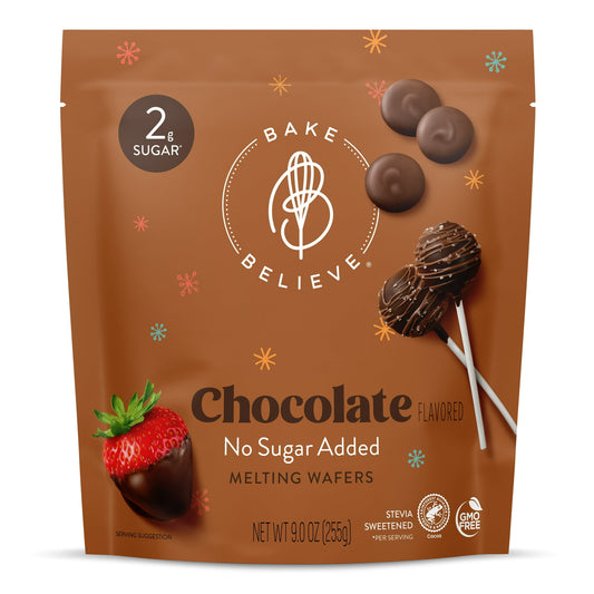 Bake Believe, No Sugar Added, Chocolate-Flavored Melting Wafers, 9 oz