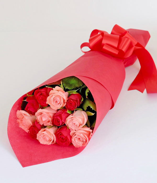 Berry - One Dozen Long Stem Pink and Red Roses