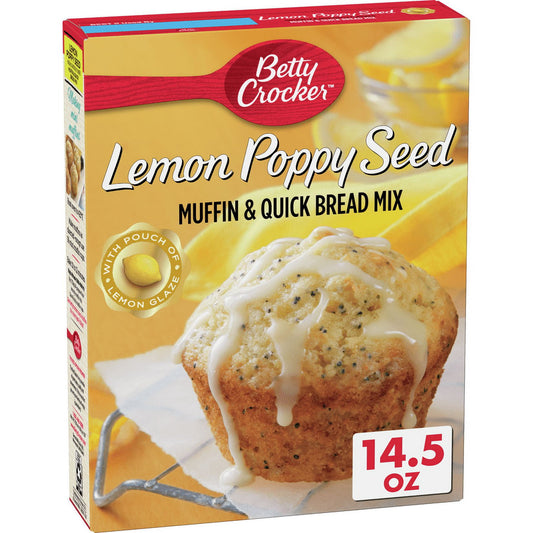 Betty Crocker Lemon Poppy Seed Muffin and Quick Bread Mix Topped With Lemon Glaze, 14.5 oz.