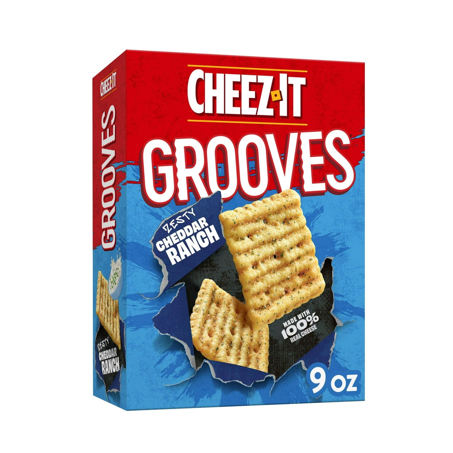 Cheez-It Grooves Zesty Cheddar Ranch Cheese Crackers, 9 oz