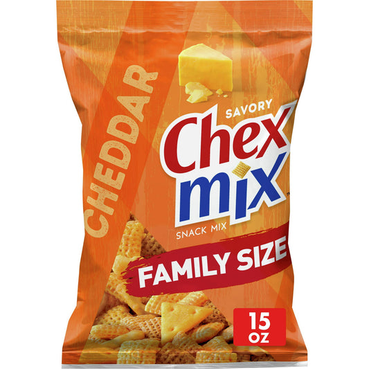 Chex Mix Snack Mix, Cheddar, Savory Snack Bag, Family Size, 15 oz