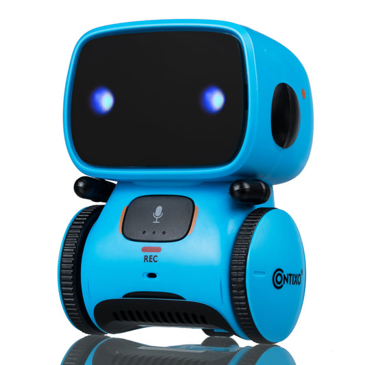 Contixo Kids Smart Robot Toy Mini Robot Talking Singing Dancing Interactive Voice Control Touch Sensor Speech Recognition Infant Toddler Children Robotics - R1 Blue