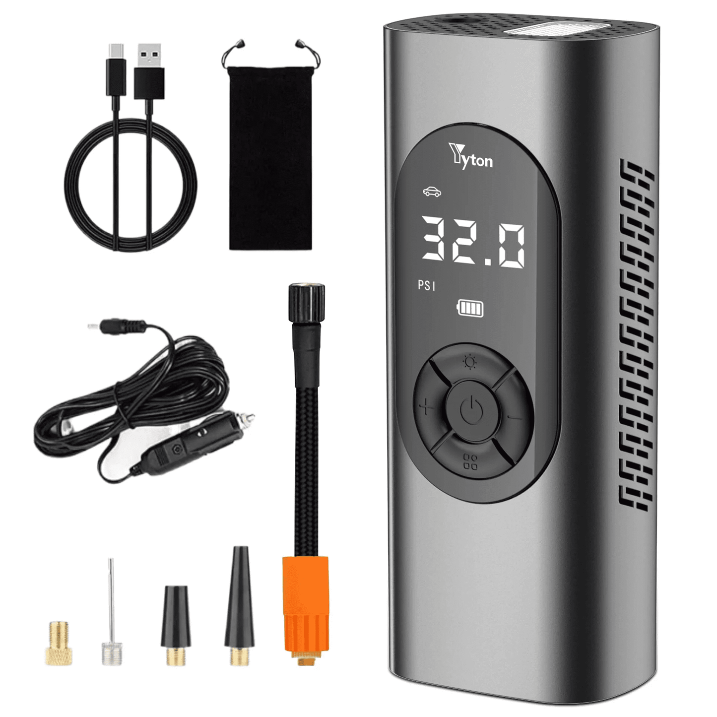 Cordless Tire Inflator, Yyton 150Psi Air Pump for Car Tires with 6000mAh Rechagable Battery and LED Light Suitable for Cars, Bikes, Balls, Motorcycles